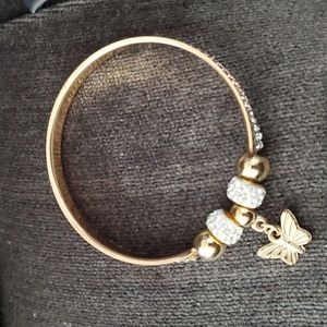 HANDMADE IN TURKEY GOLD BUTTERFLY WITH DIAMOND LOOK AROUND BRACELET